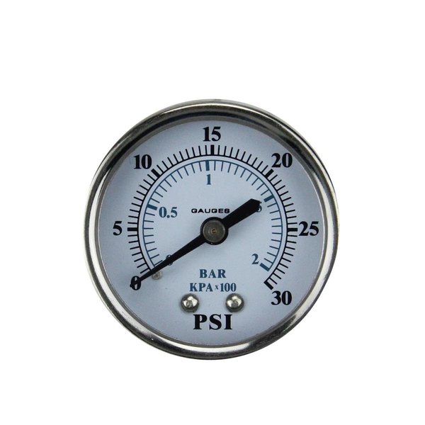 Pool Central 2 in. Back Mount Stainless Steal Pressure Gauge 0-30 PSI 32727583